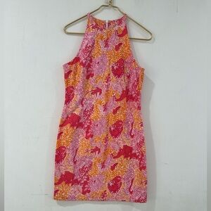 Lilly Pulitzer  VTG Poppy Pink "Party Animals" Drinking Cocktails Shift Dress 10